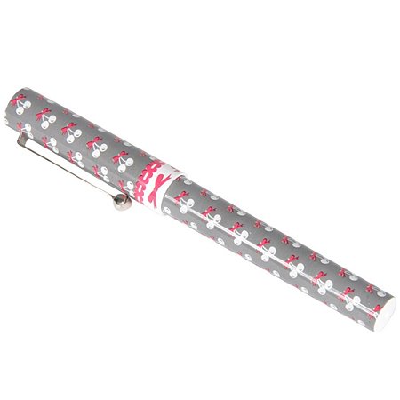 CANETA PLASTICO CHERRY FUNDO CINZA PINK E BRANCO 13,1 X 8,1