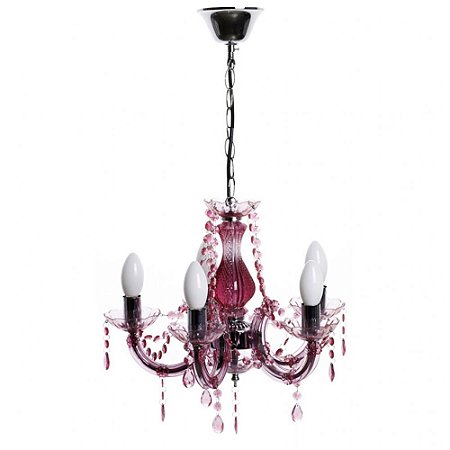 CANDELABRO PLASTICO 5 BRACOS ROSA CLARO 46 X 46 X 45 CM