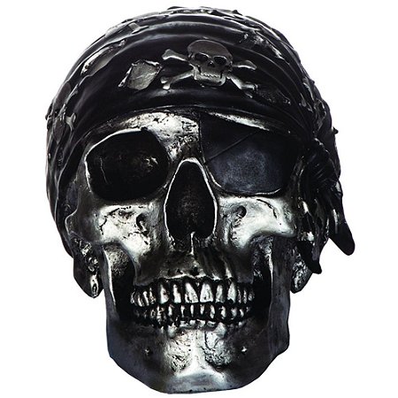 COFRE RESINA PIRATE SKULL PRATA 21,5 X 15 X 15 CM