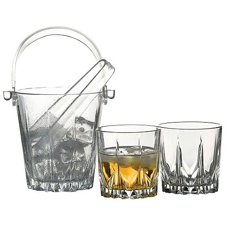 JOGO DE BALDE PARA GELO COM 6 COPOS KARAT EM VIDRO (800ML+6X300ML)