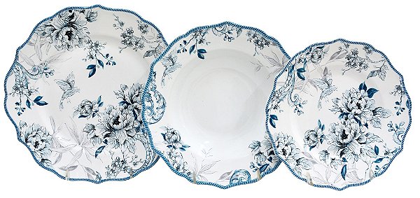 APARELHO DE JANTAR PAULI BLUE 18 PEÇAS EM PORCELANA