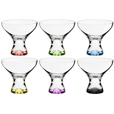 JOGO DE 6 TACAS PARA SOBREMESA VEGA EM CRISTAL ECOLOGICO 330ML A11CM COLORIDO