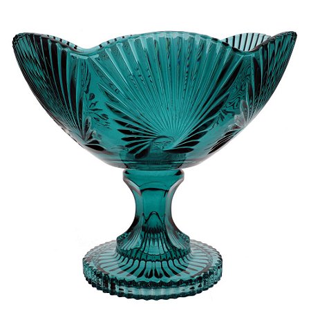 CENTRO DE MESA LIRICA COM PE EM CRISTAL ECOLOGICO D25XA22CM COR VERDE ESMERALDA