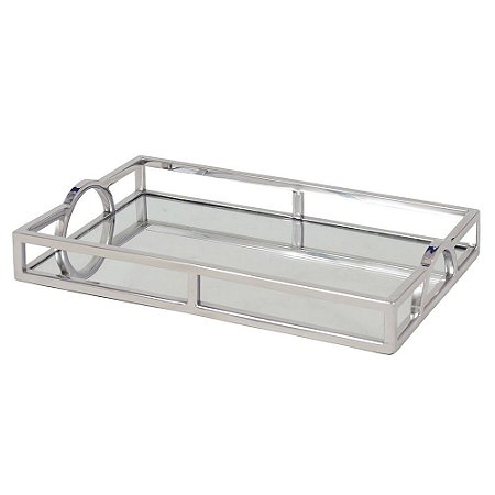 BANDEJA RETANGULAR EM ACO INOX ESPELHADA L30XP17XA5CM