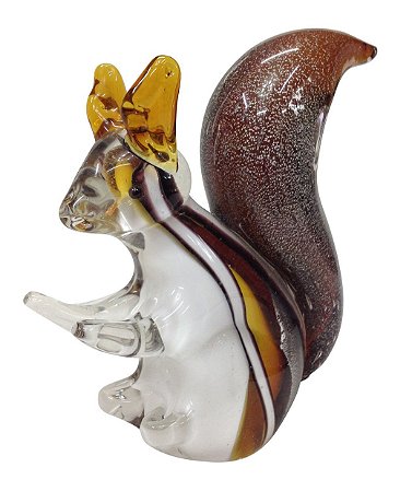 ESQUILO DECORATIVO EM VIDRO 14X15CM