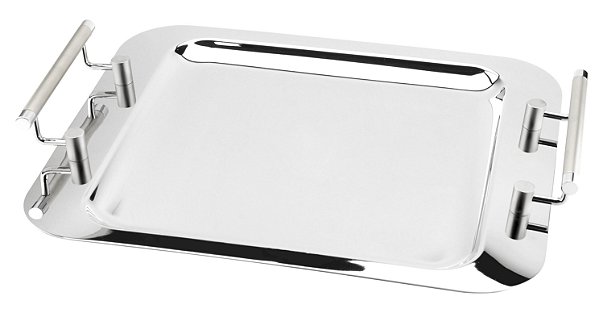 BANDEJA PERLE RETANGULAR EM ACO INOX L43XP34CM