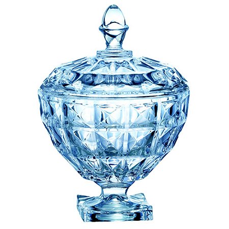 POTICHE AQUAMARINE COM PE EM CRISTAL D17,5XA25CM COR AZUL
