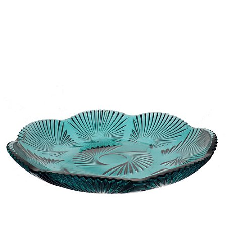 CENTRO DE MESA LIRICA EM CRISTAL ECOLOGICO D31,5XA4,5CM COR VERDE ESMERALDA