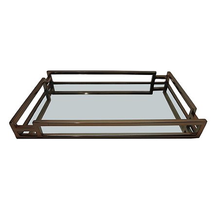 BANDEJA RETANGULAR EM ACO INOX/ESPELHADA L41XP26XA5CM COR COBRE