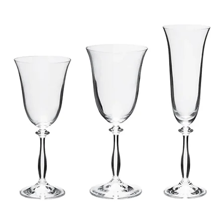 JOGO DE 18 TACAS ANGELA EM CRISTAL ECOLOGICO 6X(190/250/350ML) TRANSPARENTE