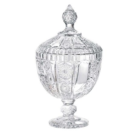 POTICHE VERSAILLES COM PE EM CRISTAL  D15,5XA28CM