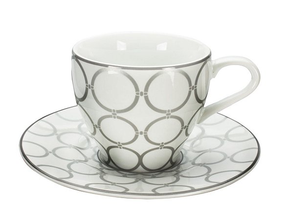 JOGO DE 12 PECAS PARA CAFE CHAIN LINK EM PORCELANA