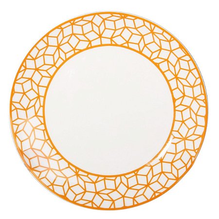 JG 6 PRATOS RASOS PORC LARANJA 28CM GEO MIX & MATCH
