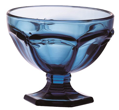 JOGO DE 6 TACAS MULTIUSO LIBELULA EM VIDRO 325ML A10CM COR AZUL