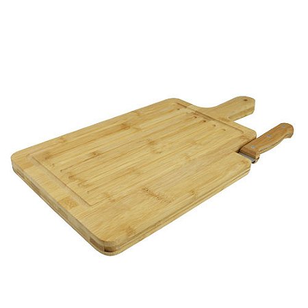 TABUA DE CORTE EM BAMBU COM FACA L40XP21XA2CM
