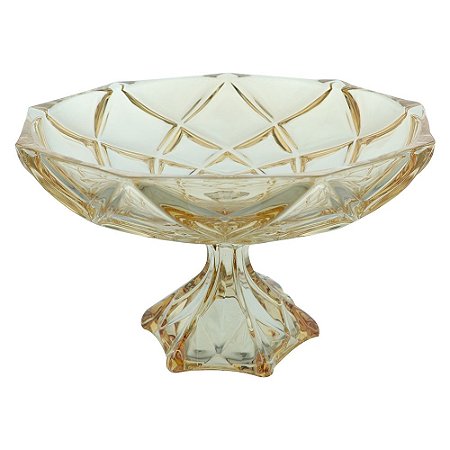 CENTRO DE MESA BRUXELAS COM PE EM CRISTAL ECOLOGICO D32,5XA19CM COR AMBAR