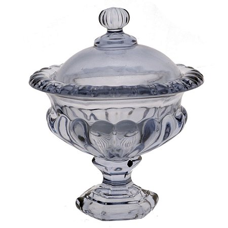 POTICHE DECORATIVO ATHENAS COM PE EM CRISTAL ECOLOGICO D13,5XA15,5CM COR AZUL