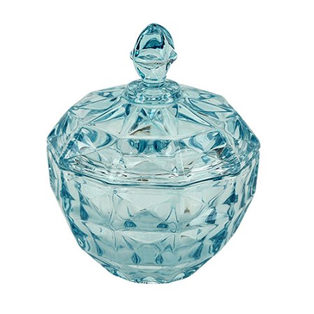 POTICHE AQUAMARINE EM CRISTAL D11,5XA14CM AZUL TURQUESA