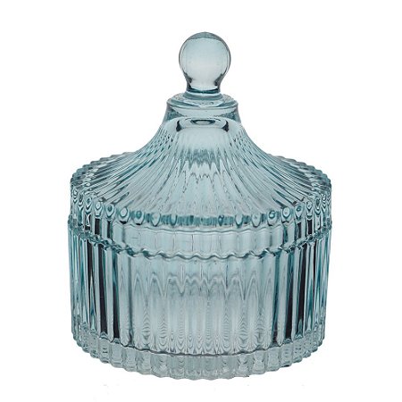 POTICHE CIRCUS EM CRISTAL ECOLOGICO D10XA12CM COR AZUL TURQUESA