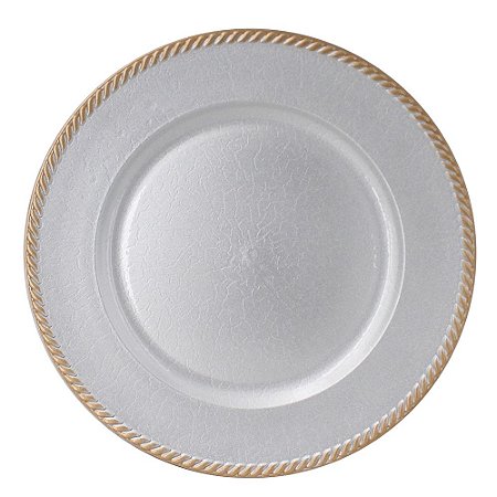 SOUSPLAT CRAQUELADO EM PLASTICO D33CM COR PRATA