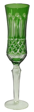 TACA PARA CHAMPANHE LAPIDADA EM CRISTAL ECOLOGICO 180ML VERDE