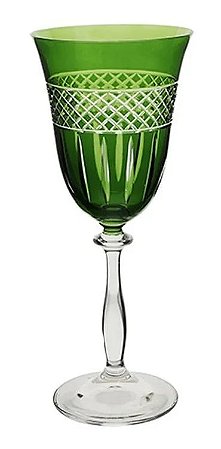TACA PARA AGUA ANGELA LAPIDADA EM CRISTAL ECOLOGICO 350ML A22CM COR VERDE