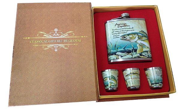 JOGO DE CANTIL 210ML E 3 COPOS EM INOX 30ML