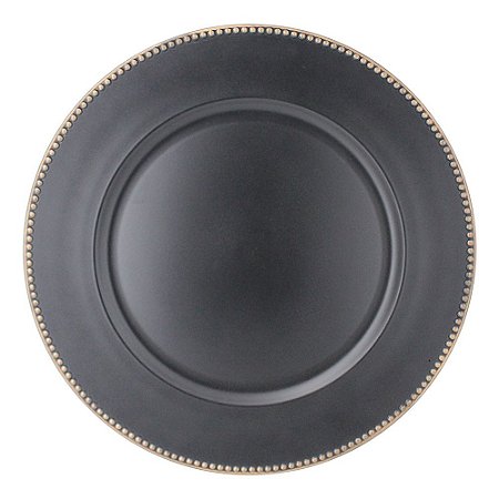 SOUSPLAT PEROLA EM PLASTICO D36CM COR PRETA