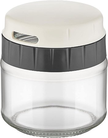 RALADOR DE QUEIJO EM VIDRO COM TAMPA EM PLASTICO COR CINZA 370ML D9X10CM
