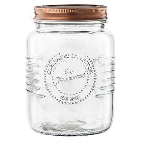 PORTA MANTIMENTO EM VIDRO COM TAMPA COR COBRE 1L D8,2XA14,7CM