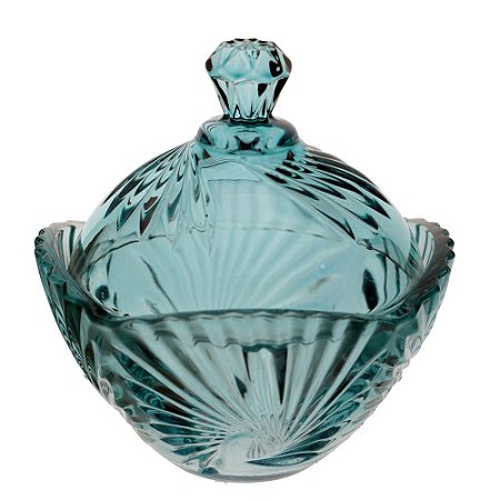 POTICHE LIRICA EM CRISTAL ECOLOGICO D11,5XA12CM COR AZUL TURQUESA