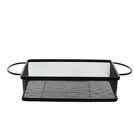 CESTA RETANGULAR PARA ALIMENTOS EM ACO INOX L21XP11XA6CM COR PRETO