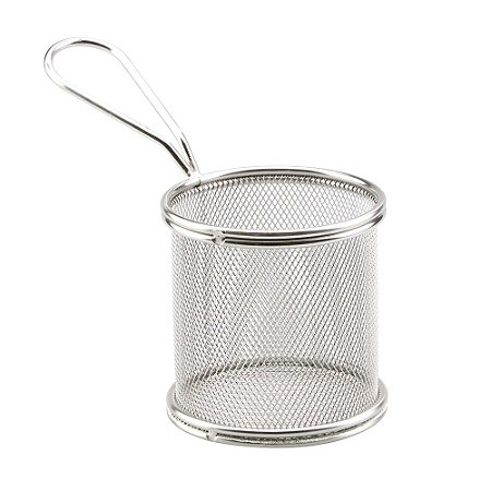 MINI CESTA REDONDA PARA ALIMENTOS EM ACO INOX D8,5XA9CM COR PRATA