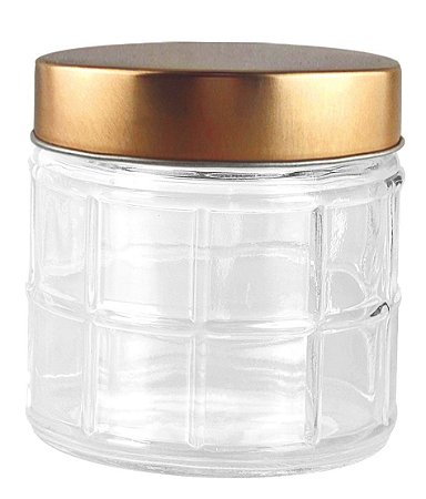 PORTA MANTIMENTO VIDRO TAMPA COBRE 880ML 11X12CM