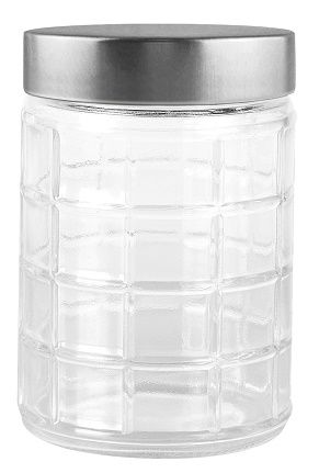 PORTA MANTIMENTOS EM VIDRO TAMPA PRATA 1,25L 11X17CM