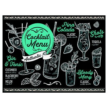 TABUA RETANGULAR DRINK EM VIDRO L40XP30CM COR PRETO