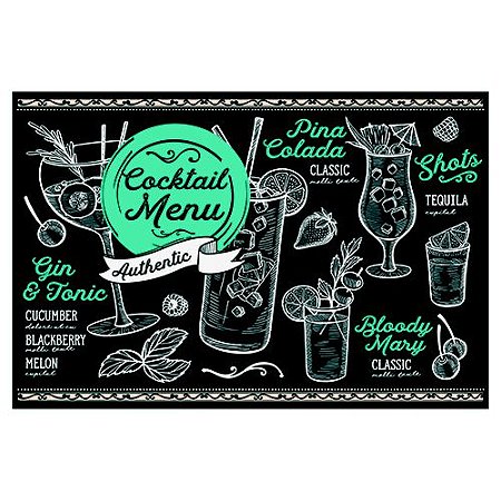 TABUA RETANGULAR DRINK EM VIDRO L30XP20CM COR PRETO