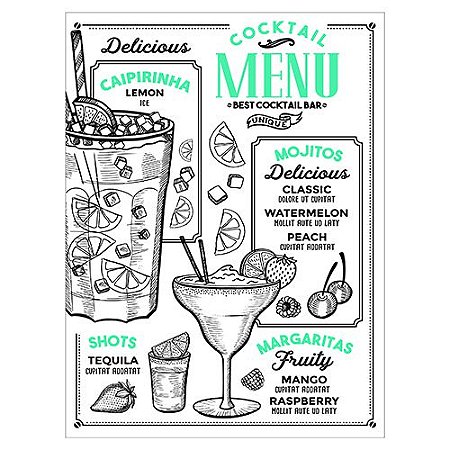 TABUA RETANGULAR COCKTAIL EM VIDRO L40XP30CM COR BRANCO