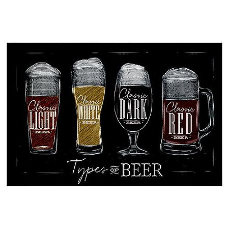 TABUA RETANGULAR BEER TYPES EM VIDRO L30XP20CM