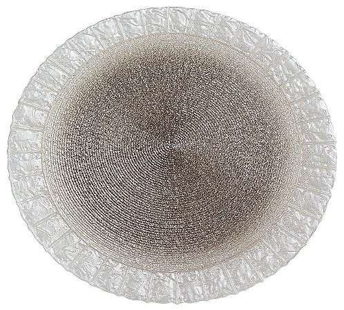 PRATO PARA BOLO FOLHAGEM COM PE EM VIDRO D33XA10,5CM