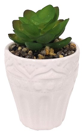 VASO COM SUCULENTA ROMANTIC CERAMICA PLASTICO 7X10CM
