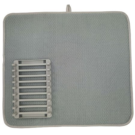 ESCORREDOR PARA PRATOS COM ESTEIRA EM PLASTICO E POLIESTER L45XP40CM COR CINZA