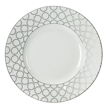 PRATO DE SOBREMESA CHAIN LINK EM PORCELANA 21.5CM