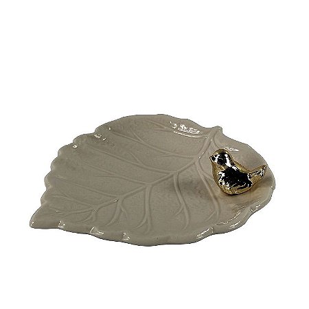 FOLHA EM PORCELANA L18XP9,5CM COR VERDE