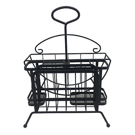 SUPORTE PRATOS E TALHERES FERRO L28XP21XA31,5CM COR PRETO