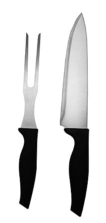 JG DE 2 PEÇAS PARA CHURRASCO EM INOX COM CABO PLÁSTICO