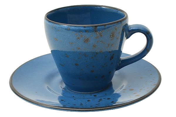 JG PARA CAFE 12 PECAS NATURE BLUE EM PORCELANA 250ML