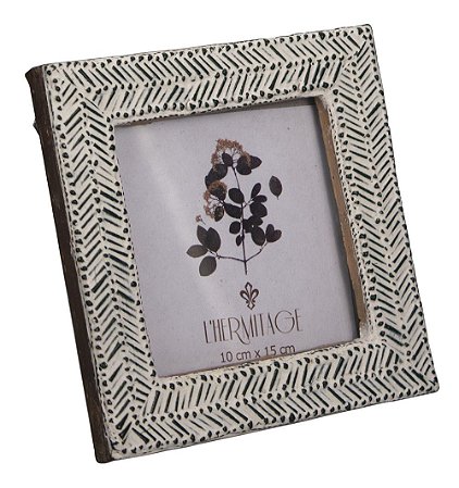 PORTA RETRATO PATINA EM RESINA 7X7 COR BRANCA