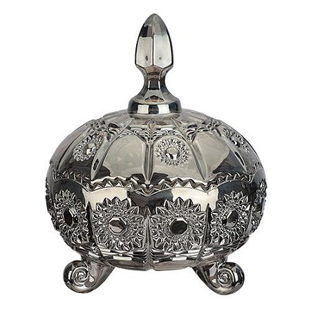 POTICHE VERSAILLES CRISTAL D10,9XA13,9CM COR PRETO METALICO