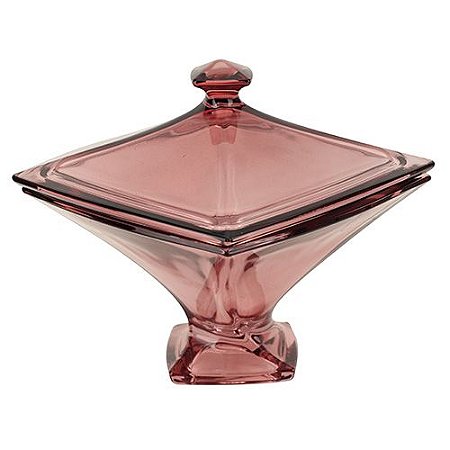 POTICHE QUADRO CRISTAL ECOLOGICO L16,5XP16,5XA16,5 COR ROSA